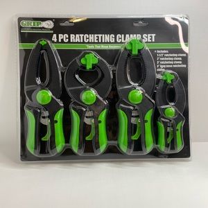 Grip 4 Pc Ratcheting Clamp Set, Clamp Wood, Metal, and Plastic 34210